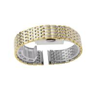 ROUREOX Metallarmband Edelstahl Ersatzband Schmetterlingsschließe 14mm 18mm 22mm Gliederarmband für La Grande Classique de Longines - Silber + Gold 22mm