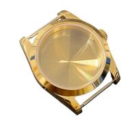 ROUREOX NH35 Uhrengehäuse 36mm Gold PVD, Geriffelte Lünette, Saphirglas mit Datumslupe, passend für NH36 Uhrwerk Mod Teile für Rolex Oyster Perpetual/Datejust - A4