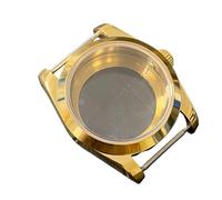 ROUREOX NH35 Uhrengehäuse 36mm Gold PVD, Geriffelte Lünette, Saphirglas mit Datumslupe, passend für NH36 Uhrwerk Mod Teile für Rolex Oyster Perpetual/Datejust - B4