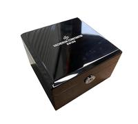 ROUREOX Polierte Schwarze Holz Uhrenbox Einzelslot Zeitmesser Organizer Koffer Abschließbar Quadratisch für VC Malte