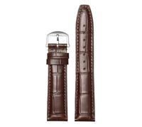 ROUREOX Premium Uhrenarmband aus Leder Kroko-Prägung, Ersatzband mit Schnellverschluss und Faltschließe für IWC Portofino Pilot's Le Petit Prince Portuguese Chronograph-Braun Silber 22 * 18mm