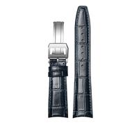 ROUREOX Premium Uhrenarmband aus Leder Kroko-Prägung, Ersatzband mit Schnellverschluss und Faltschließe für IWC Portofino Pilot's Le Petit Prince Portuguese Chronograph-Blau B+Silber 22 * 18mm