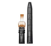 ROUREOX Premium Uhrenarmband aus Leder Kroko-Prägung, Ersatzband mit Schnellverschluss und Faltschließe für IWC Portofino Pilot's Le Petit Prince Portuguese Chronograph-Schwarz C+Roségold 20 * 18mm