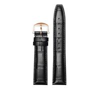 ROUREOX Premium Uhrenarmband aus Leder Kroko-Prägung, Ersatzband mit Schnellverschluss und Faltschließe für IWC Portofino Pilot's Le Petit Prince Portuguese Chronograph-Schwarz Roségold 22 * 18mm
