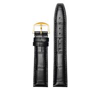 ROUREOX Premium Uhrenarmband aus Leder Kroko-Prägung, Ersatzband mit Schnellverschluss und Faltschließe für IWC Portofino Pilot's Le Petit Prince Portuguese Chronograph-Schwarz Gold 22 * 18mm