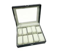 ROUREOX PU Leder Uhrenbox Acrylfenster Koffer 3 6 10 12 Slot Organizer Zeitmesser Display Aufbewahrungstruhe Set - C
