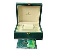 ROUREOX Robuste Holz Uhrentruhe Grünes PU Leder Finish Gold Riegel Schloss 1.2kg Solide Konstruktion für Rolex Datejust