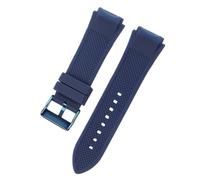 ROUREOX Silikon Uhrenarmband 22mm Gebogener Anstoß, Sportliches Kautschuk Band, Gummi Ersatzarmband Dornschließe für Guess U0247G3 W1058G2 W0040G3-Blau