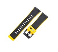 ROUREOX Silikonarmband 24mm Weiches Kautschukband Ersatzband Sportarmband Uhrenarmband Robuste Schwarze Dornschließe für Casio G-Shock-Gelb
