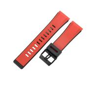 ROUREOX Silikonarmband 24mm Weiches Kautschukband Ersatzband Sportarmband Uhrenarmband Robuste Schwarze Dornschließe für Casio G-Shock-Rot