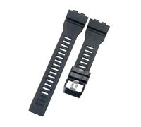 ROUREOX Silikonarmband Eingekerbt Kautschukband Wasserdicht Sportarmband Uhrenarmband Ersatzband Metallschließe für Casio G-Shock G-Squad-Schwarz