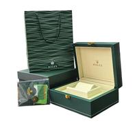 ROUREOX Traditionelle Stil Uhrenbox Grüne Rechteckige Truhe Gold Verschluss Schutzhalter Display Vitrine für Rolex Explorer II/Air-King