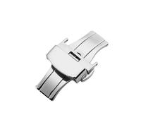 ROUREOX Uhren Ersatz Verschluss Doppelter Druckknopf Edelstahl Butterfly Schließe für Seiko Tissot Omega CASIO-Silber 16mm