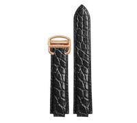 ROUREOX Uhrenarmband aus Echtem Leder Alligator-Narbung, Ersatzband für Uhren mit Schnalle für Ballon Bleu de Cartier WSBB0025 W69012Z4-Schwarz + Roségold 16 * 8mm