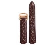 ROUREOX Uhrenarmband aus Echtem Leder Alligator-Narbung, Ersatzband für Uhren mit Schnalle für Ballon Bleu de Cartier WSBB0025 W69012Z4-Braun + Roségold 16 * 8mm