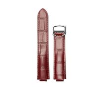 ROUREOX Uhrenarmband aus Echtem Leder Alligator-Prägung, Ersatzband 22mm 20mm 18mm für Cartier Ballon Bleu & Tank Series-Dunkelrot+Silber 14mm