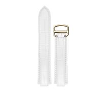 ROUREOX Uhrenarmband aus Echtem Leder Alligator-Prägung, Ersatzband 22mm 20mm 18mm für Cartier Ballon Bleu & Tank Series-Weiß + Gold 14mm