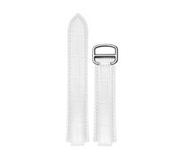 ROUREOX Uhrenarmband aus Echtem Leder Alligator-Prägung, Ersatzband 22mm 20mm 18mm für Cartier Ballon Bleu & Tank Series-Weiß+Silber 14mm