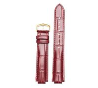 ROUREOX Uhrenarmband aus Echtem Leder Alligator-Prägung, Geprägtes Ersatzband mit Schnalle für Ballon Bleu de Cartier-Dunkelrot+Gold 14 * 8mm