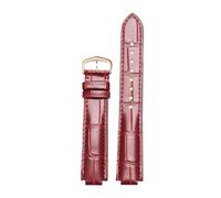 ROUREOX Uhrenarmband aus Echtem Leder Alligator-Prägung, Geprägtes Ersatzband mit Schnalle für Ballon Bleu de Cartier-Dunkelrot + Roségold 16 * 8mm
