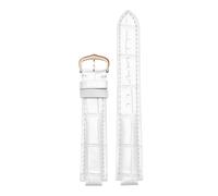ROUREOX Uhrenarmband aus Echtem Leder Alligator-Prägung, Geprägtes Ersatzband mit Schnalle für Ballon Bleu de Cartier-Weiß+Roségold 16 * 8mm
