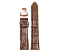 ROUREOX Verstellbares Echtes Leder Uhrarmband Klappverschluss Weiches Leder Uhrarmband Zubehör für Tissot 1853 Le Locle Stylis-T T410 Carson T410-Braun + Roségold 19mm