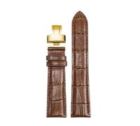 ROUREOX Verstellbares Echtes Leder Uhrarmband Klappverschluss Weiches Leder Uhrarmband Zubehör für Tissot 1853 Le Locle Stylis-T T410 Carson T410-Braun + Silber-Gold 20mm