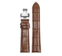 ROUREOX Verstellbares Echtes Leder Uhrarmband Klappverschluss Weiches Leder Uhrarmband Zubehör für Tissot 1853 Le Locle Stylis-T T410 Carson T410-Braun + Silber 19mm