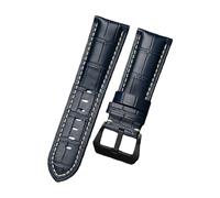 ROUREOX Vintage Uhrenarmband 22mm aus Distressed-Leder, Ersatzband mit Robuster Schnalle für Panerai Radiomir & Luminor Series-Blau A + Weiß + Schwarz 22mm