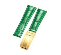 ROUREOX Weich Echtleder Ersatz-Uhrenarmband Glattleder Faltbuckle Uhrenarmband Faltverschluss für Rolex Cosmograph Daytona-Grün + Gold