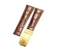 ROUREOX Weich Echtleder Ersatz-Uhrenarmband Glattleder Faltbuckle Uhrenarmband Faltverschluss für Rolex Cosmograph Daytona-Braun + Gold