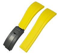 ROUREOX Weiches Silikon Armband für Herren mit Edelstahl-Druckknopf, Quick Release für Rolex Daytona GMT-Master II Deepsea-Gelb + Schwarz Schnalle 21mm