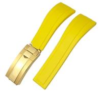 ROUREOX Weiches Silikon Armband für Herren mit Edelstahl-Druckknopf, Quick Release für Rolex Daytona GMT-Master II-Gelb + Goldene Schnalle 21mm