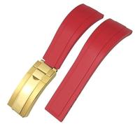 ROUREOX Weiches Silikon Armband für Herren mit Edelstahl-Druckknopf, Quick Release für Rolex Daytona Submariner Deepsea-Rot + Goldene Schnalle 20mm