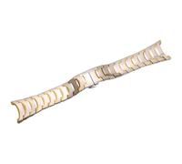 ROUREOX Wolframstahl Notch Uhrarmband, Paararmband, Ersatz Schmetterlingsverschluss Uhrzubehör für RADO LD6027-Silber Gold 25 * 17MM