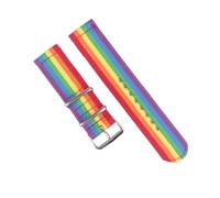 ROWCES 18mm 20mm 22mm 24mm Streifen Stoff Nylon Armband Wasserdichtes Canvas Uhrenarmband Uhrenzubehör, Regenbogen, 18mm