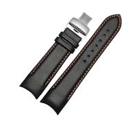 ROWCES 22mm 23mm 24mm Lederarmband mit gebogenem Ende, Ersatzarmbänder für Herrenuhrenzubehör, 22mm