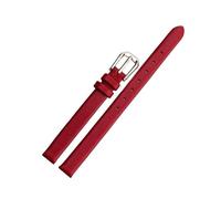 ROWCES Damen-Lederarmband 6mm - 17mm Uhrenarmband mit silberner Edelstahl-Schnalle, Rot, 13mm