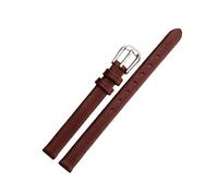 ROWCES Damen-Uhrenarmbänder aus Leder, kleine Größe 6mm - 17mm, Uhrenarmband mit silberner Edelstahl-Schnalle, Braun, 6mm