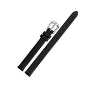 ROWCES Damen-Uhrenarmbänder aus Leder, kleine Größe 6mm - 17mm, Uhrenarmband mit silberner Edelstahl-Schnalle, Schwarz, 12mm