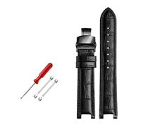 ROWCES Leder-Uhrenarmband, 20mm - 11mm, gekerbtes Uhrenarmband, Herrenuhr-Zubehör, Schwarz, Wasserfest, Schweißfest, Leder