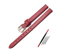 ROWCES Leder-Uhrenarmband, Damen-Armband, kleine Größe 6mm - 14mm, rot-weißes Damen-Uhrenarmband, 6mm