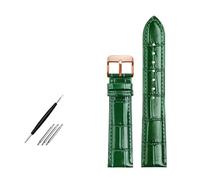 ROWCES Lederarmband, glänzendes grünes Lederarmband, 12mm - 24mm, Uhrenarmband, Uhrenzubehör, 17mm