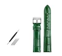 ROWCES Lederarmband, glänzendes grünes Lederarmband, 12mm - 24mm, Uhrenarmband, Uhrenzubehör, 17mm