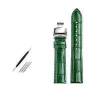 ROWCES Lederarmband, glänzendes grünes Lederarmband, 12mm - 24mm, Uhrenarmband, Uhrenzubehör, 24mm