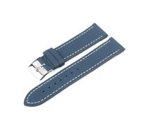 ROWCES Litschi-Muster, weiches Leder-Uhrenarmband, 16mm - 22mm, Uhrenarmband für Uhrenzubehör, Blau, 17mm