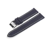 ROWCES Litschi-Muster, weiches Leder-Uhrenarmband, 16mm - 22mm, Uhrenarmband für Uhrenzubehör, Dunkelblau, 17mm