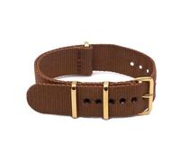 ROWCES Nylon-Uhrenarmband, 18mm, 20mm, 22mm, 24mm, mit goldener Dornschließe, gestreiftes Ersatz-Uhrenarmband, Braun, 18mm