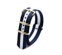ROWCES Nylon-Uhrenarmband, gestreiftes Canvas-Uhrenarmband, 18mm, 20mm, 22mm, 24mm, Armband mit goldener Schnalle, 20mm