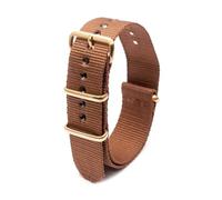 ROWCES Nylon-Uhrenarmband, gestreiftes Canvas-Uhrenarmband, 18mm, 20mm, 22mm, 24mm, Armband mit goldener Schnalle, Kaffee, 20mm